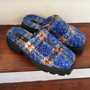 Katy Perry fuzzy plaid mules